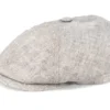 6-Panel Linen Fischgrat Beige Flat Cap