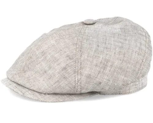 6-Panel Linen Fischgrat Beige Flat Cap