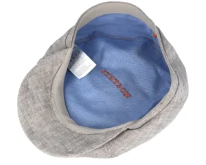 6-Panel Linen Fischgrat Beige Flat Cap