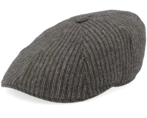 8-panel Stripes Black Flat Cap