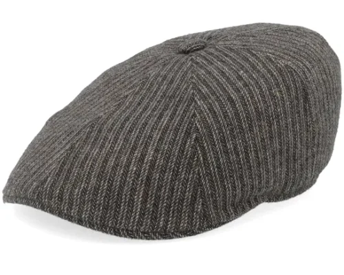 8-panel Stripes Black Flat Cap