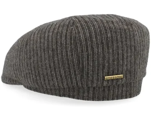 8-panel Stripes Black Flat Cap