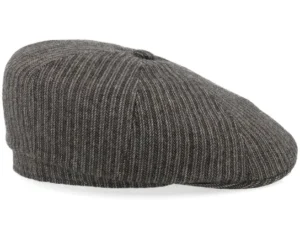 8-panel Stripes Black Flat Cap