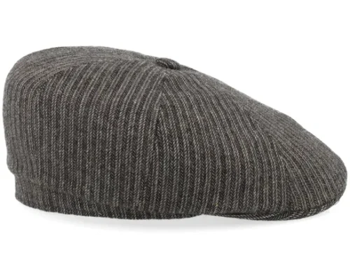 8-panel Stripes Black Flat Cap