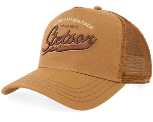 American Heritage Classic Brown White A-Frame Trucker Cap