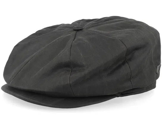 Brood Baggy Flannel Brown Faux Leather Snap Flat Cap