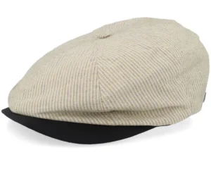 Brood Khaki Stripe Washed Black Snap Flat Cap