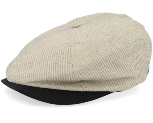 Brood Khaki Stripe Washed Black Snap Flat Cap
