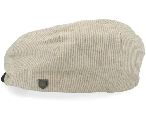 Brood Khaki Stripe Washed Black Snap Flat Cap