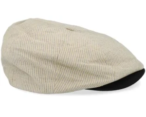 Brood Khaki Stripe Washed Black Snap Flat Cap