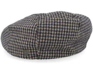 Brood Navy Sand Houndstooth Snap Flat Cap