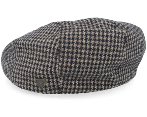 Brood Navy Sand Houndstooth Snap Flat Cap