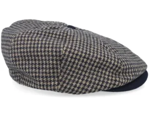 Brood Navy Sand Houndstooth Snap Flat Cap