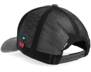 Cherry Boomb Distressed Black Pigment Washed A-Frame Trucker Cap