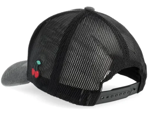 Cherry Boomb Distressed Black Pigment Washed A-Frame Trucker Cap