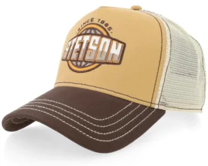 Classic Globe Brown White A-Frame Trucker Cap