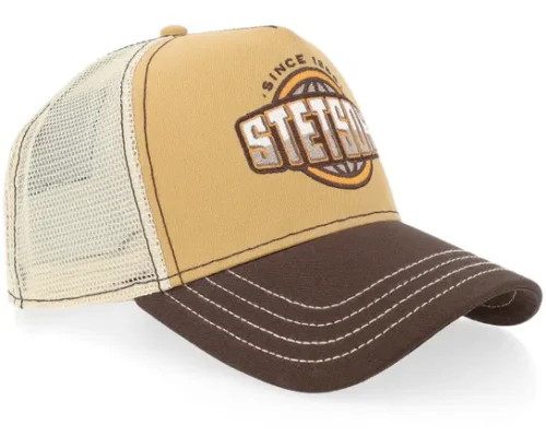 Classic Globe Brown White A-Frame Trucker Cap