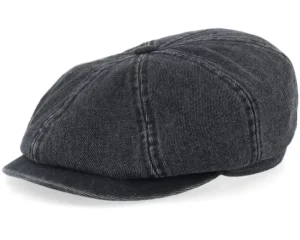 Hatteras Black Denim Flat Cap