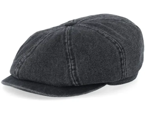 Hatteras Black Denim Flat Cap