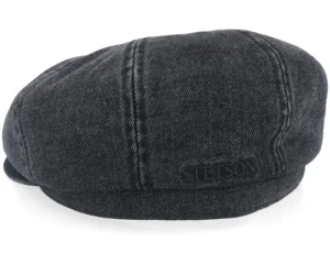 Hatteras Black Denim Flat Cap