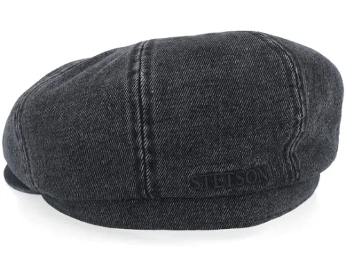 Hatteras Black Denim Flat Cap