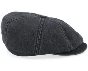 Hatteras Black Denim Flat Cap