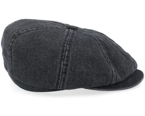 Hatteras Black Denim Flat Cap