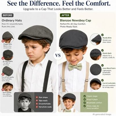 Kids Classic Linen Lightweight Flat Cap