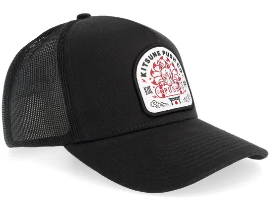 Kitsune Push Patch Wht Black A-Frame Trucker Cap