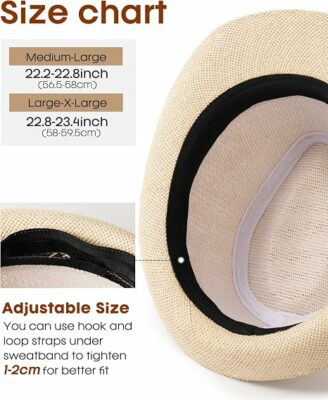 Men Breathable Mesh Lining Beach Straw Fedora Hat