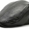 Men Vintage Leather Flat Cap