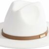 Men Wide Brim Fedora Hat with Classic Belt