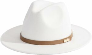Men Wide Brim Fedora Hat with Classic Belt