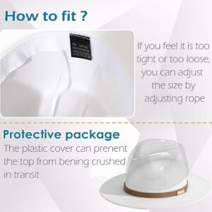 Men Wide Brim Fedora Hat with Classic Belt