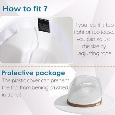 Men Wide Brim Fedora Hat with Classic Belt