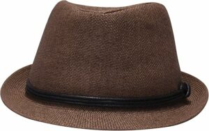 Men's Brown Straw Fedora Hat