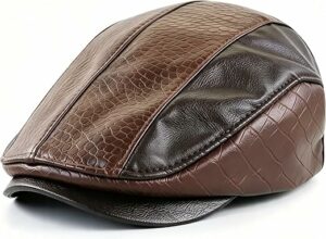 Mens Ivy PU Leather Adjustable Flat Cap