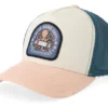 Octo Grind Dept Patch Distressed Off WhiteDark TealPink Pigment Wsh A-Frame Trucker Cap