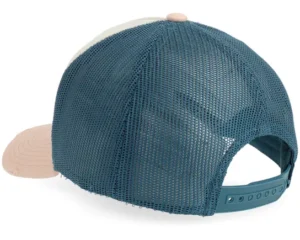 Octo Grind Dept Patch Distressed Off WhiteDark TealPink Pigment Wsh A-Frame Trucker Cap