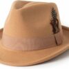 Short Brim Fedora Hat with Feather Band