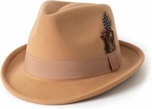Short Brim Fedora Hat with Feather Band
