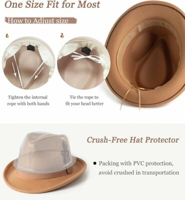 Short Brim Fedora Hat with Feather Band