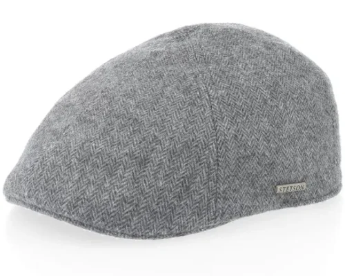 Texas Herringbone Grey Flat Cap