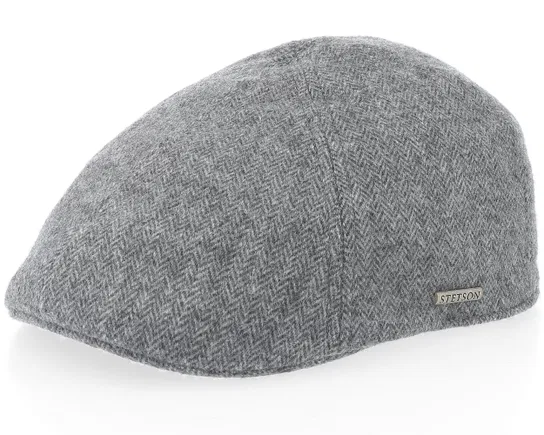 Texas Herringbone Grey Flat Cap