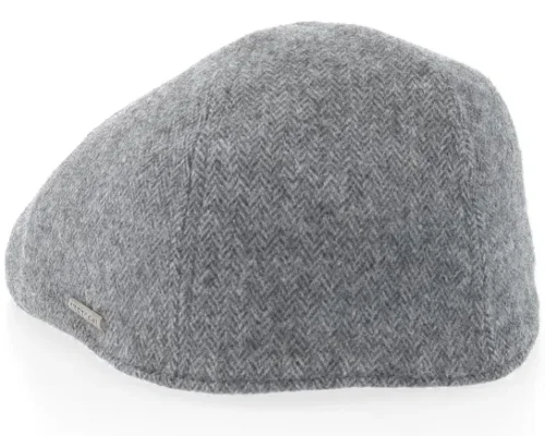 Texas Herringbone Grey Flat Cap