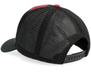 The Boss Chequered Black Red Rubber Cap Black Red A-Frame Trucker Cap