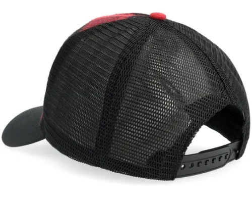 The Boss Chequered Black Red Rubber Cap Black Red A-Frame Trucker Cap