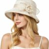 Women Flower Wide Brim Sun Cloche Hat