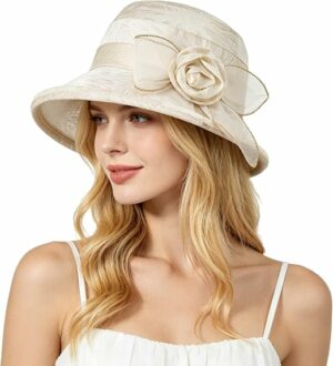 Women Flower Wide Brim Sun Cloche Hat