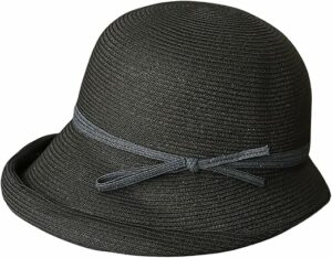 Women's Audrey Hepburn Bow Straw Cloche Sun Hat